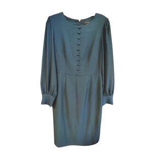 Maggy London Women's‎ Blue Faux Button up Long Sleeve Size 8 Dress